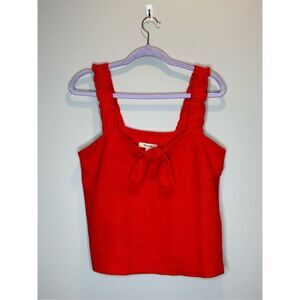 Madewell Knotted Front Textured Crop Tank Top Red Size Medium